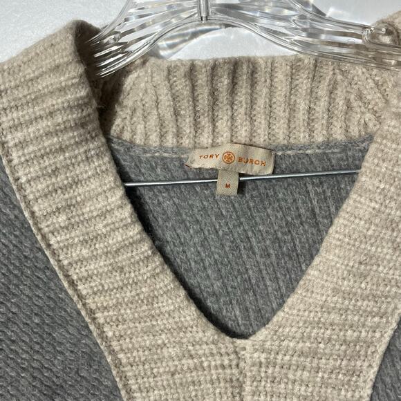 Tory Burch 100% Cashmere Knitted Gray Tunic Sweater Soft Cozy Womans Size Medium - Picture 2 of 8